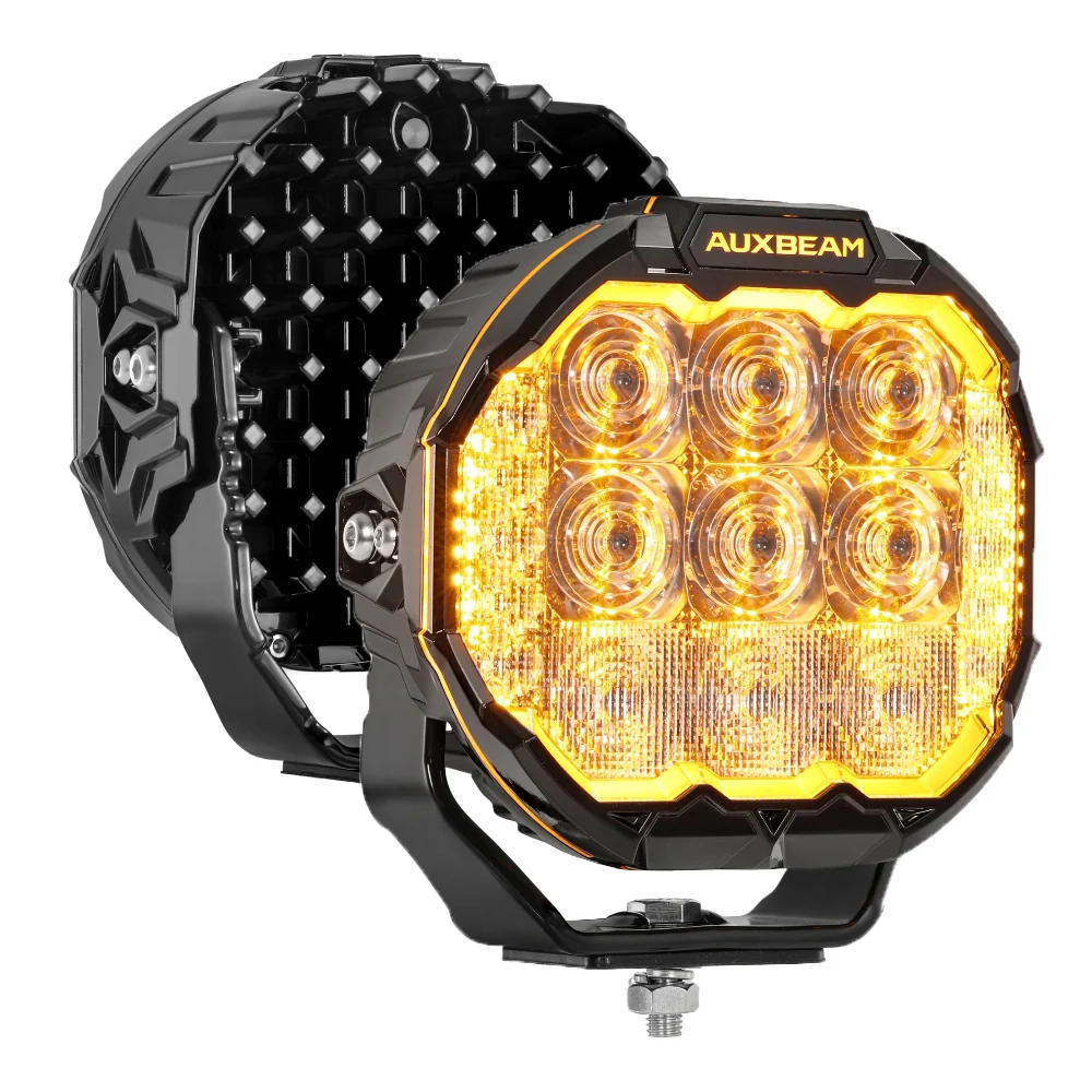 Auxbeam 7" kastarar MASTER-T Series Combo Beam with Dynamic Start-Up Amber Backlight